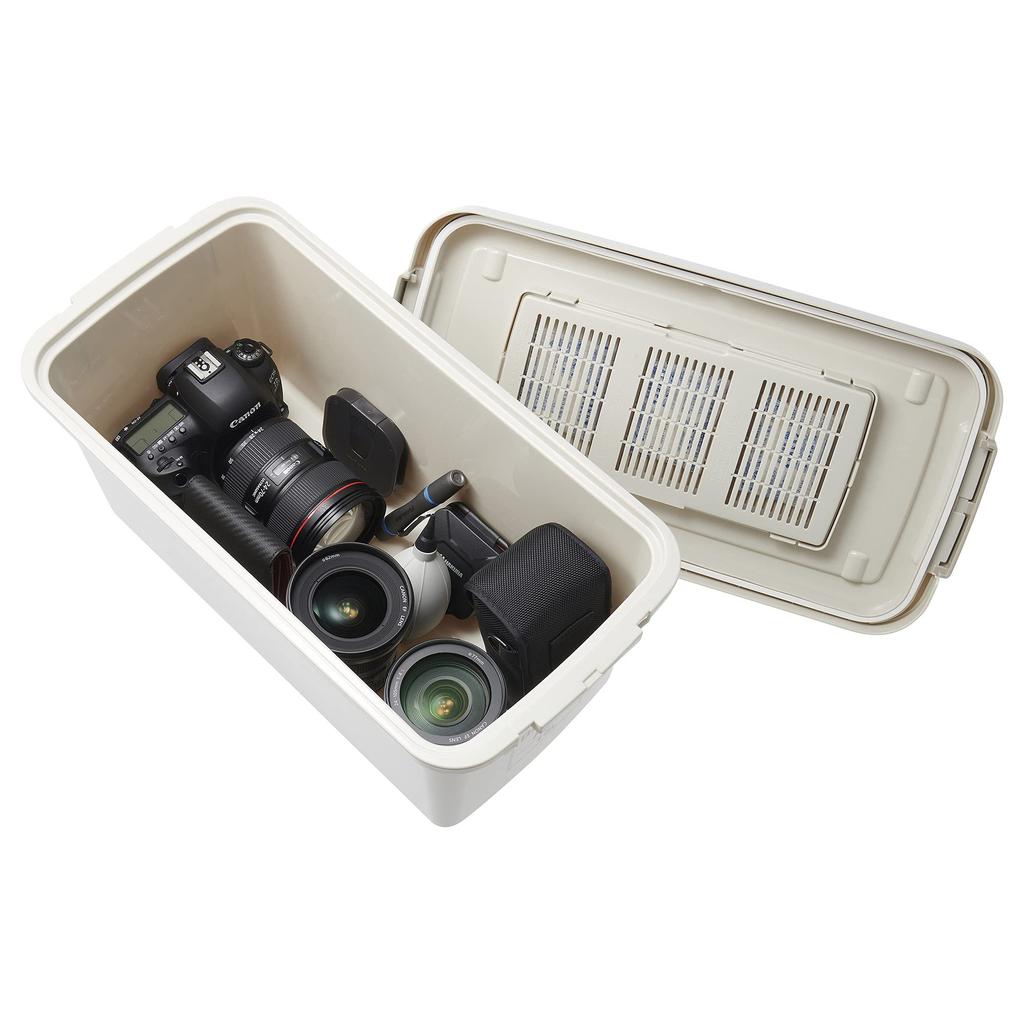 Hakuba Humidity-Proof Storage Case Dry Box AG+ 15L Silver Ion Antibacterial Stackable Warm Gray KMC-89AG15WG