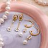 Youthway Elegant Imitation Pearl Flower Drop Earrings For Women  Gold Plated Stainless Steel Earrings Simple Fashion Jewelry