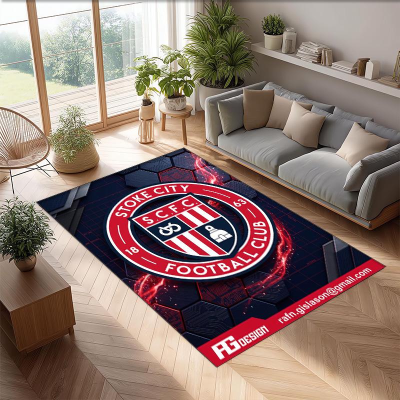 Southampton Football Print Crystal Velvet Rug, Comfortable Water Absorbent Non Slip Indoor Floor Carpet