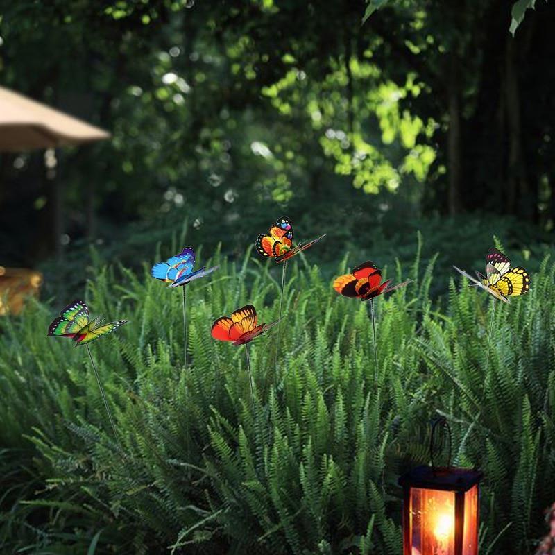 20pcs Double Layer Butterflies Garden Yard Planter Colorful Butterfly Stakes Decoracion Outdoor Decor Flower Pots Decoration