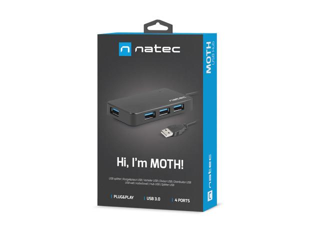 Hub USB Natec Moth 4xUSB 3.0 czarny