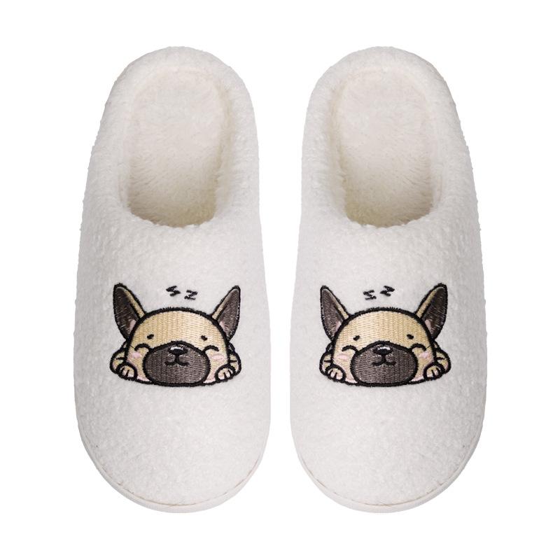 New comfortable home cute cartoon snoring dog winter cotton slippers men and women couple thick-bottomed warm cotton slippers