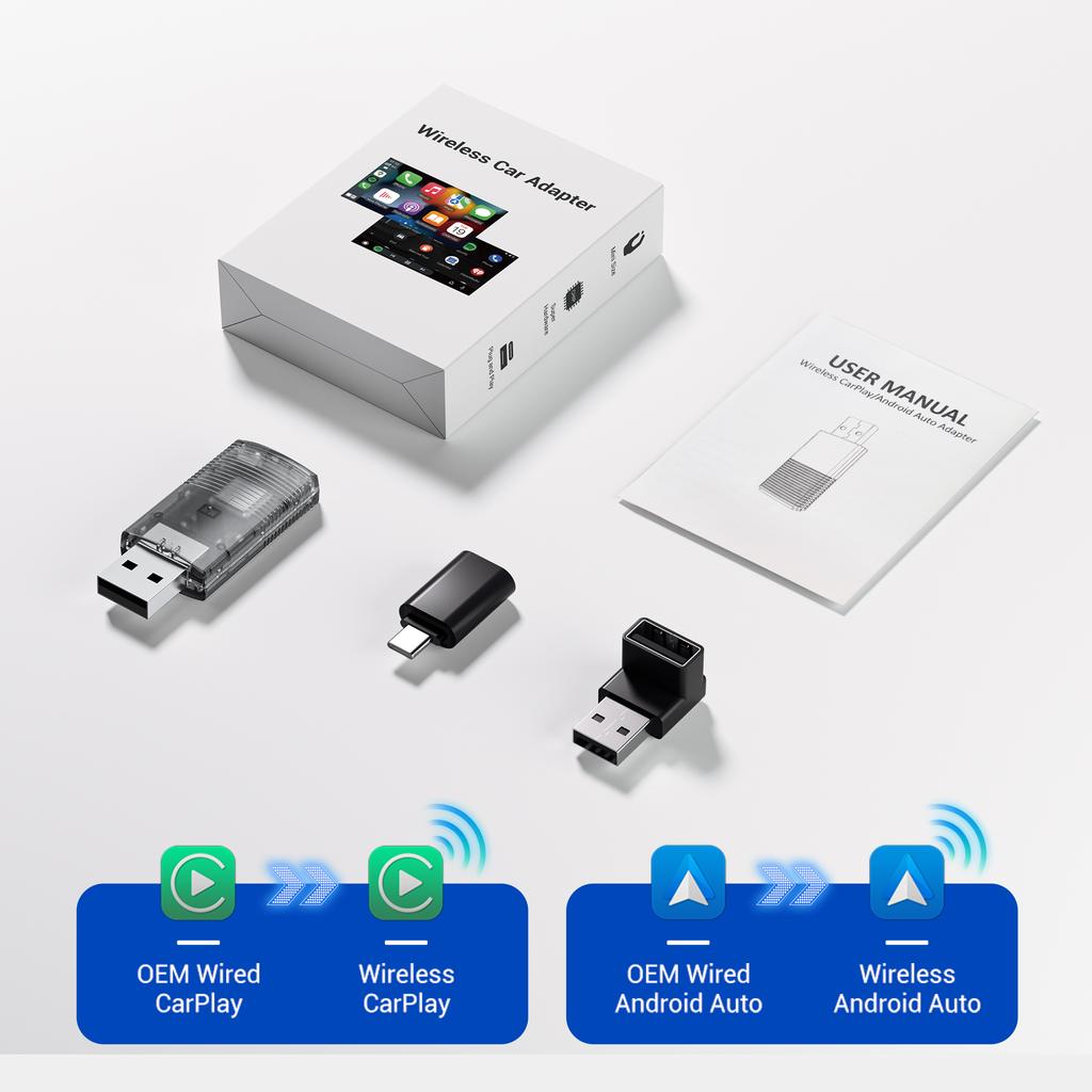 NRYJK1 Ottocast Mini Nova Wireless Adapter CarPlay Android Auto Bluetooth WiFi USB Dongle Cube 3.0 for Nissan Ford Renault Mazda VW Ben