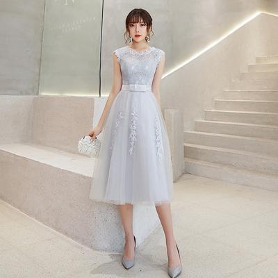Evening Dress Gray Bridesmaid Dress Medium and Long New Performance Dress Korean Version Bridesmaid Group Little Sister Dress