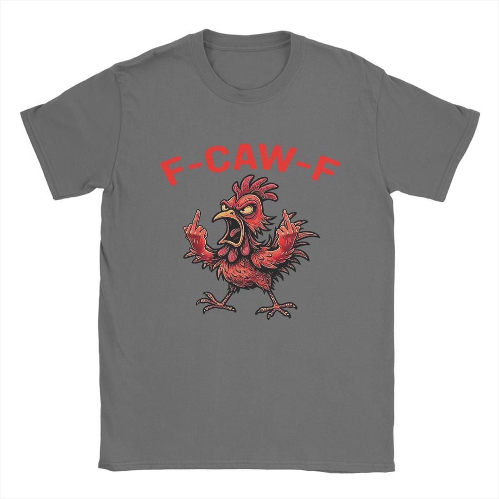 Vintage F-Caw-F-Chicken Shocked Rooster MeMe T-Shirts Men Round Neck Cotton T Shirt  Short Sleeve Tees Party Clothing