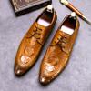 Fashion Men's Business Dress Shoes Genuine Leather Crocodile Pattern Pointed Shoes Male British Casual Leather Shoe Large Size 37-46