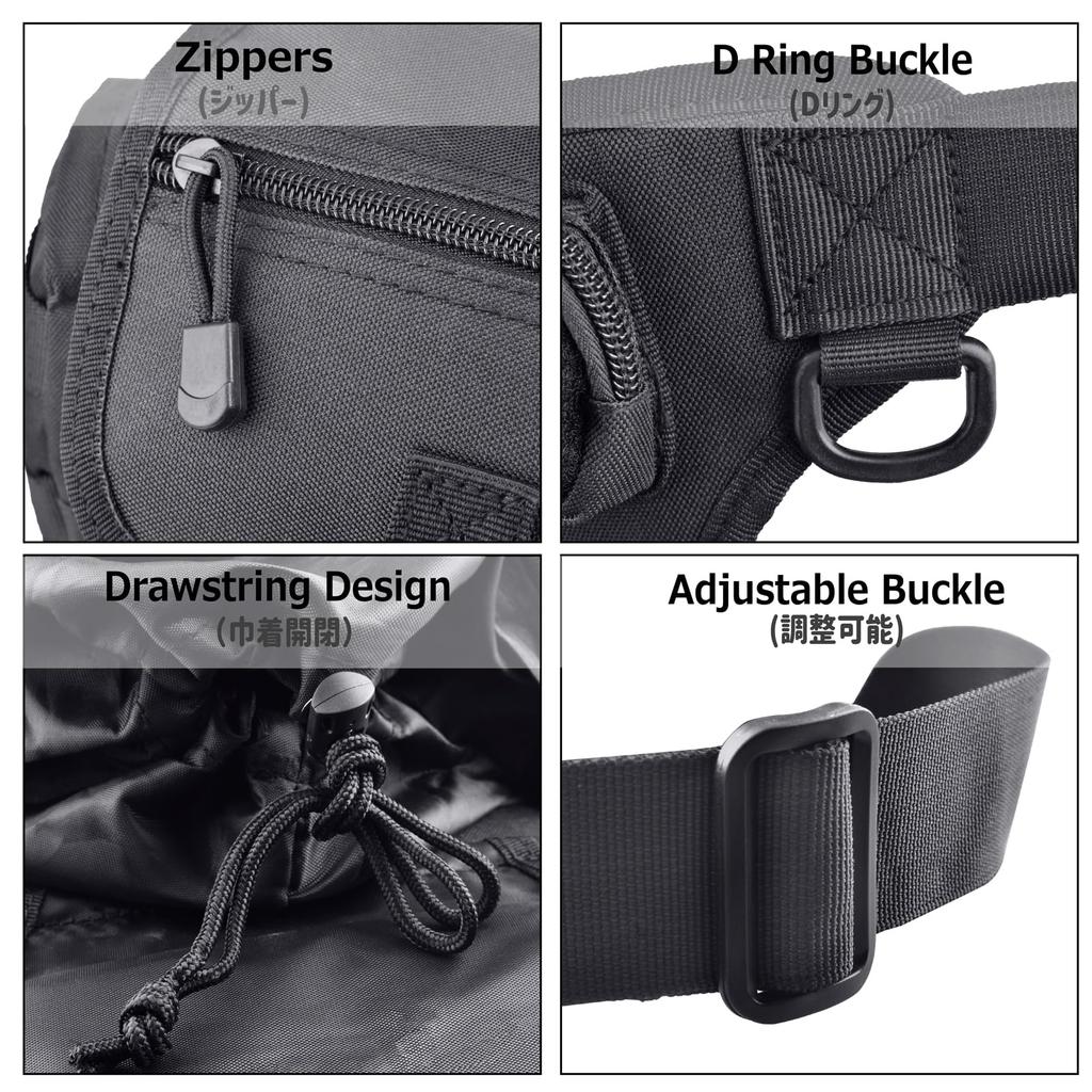 Azarxis Taktická stehenní vojenská odhazovací taška s multifunkčním pouzdrem na drobnosti pro taktické pouzdro, úložný prostor, airsoft, outdoor, pánská (Černá)