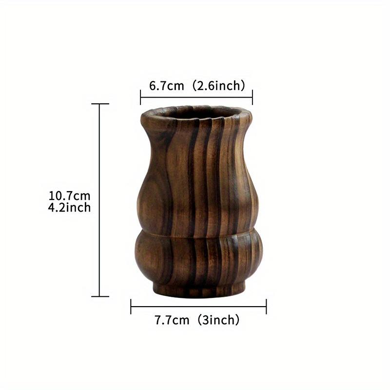 1PC Solid Wood Vintage Gourd Shaped Wooden Vase Creative Handmade Home Decor Simple Modern Vase Flower Inserts White