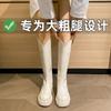 20 autumn and winter new versatile but knee-thin knight boots long boots flat-bottomed round head zipper flat-bottomed high boots women