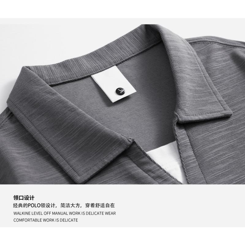 Men Notch Collar Solid Polo Shirt Short Sleeve Loose Casual Minimal Smart Daily Office Summer Basic Top