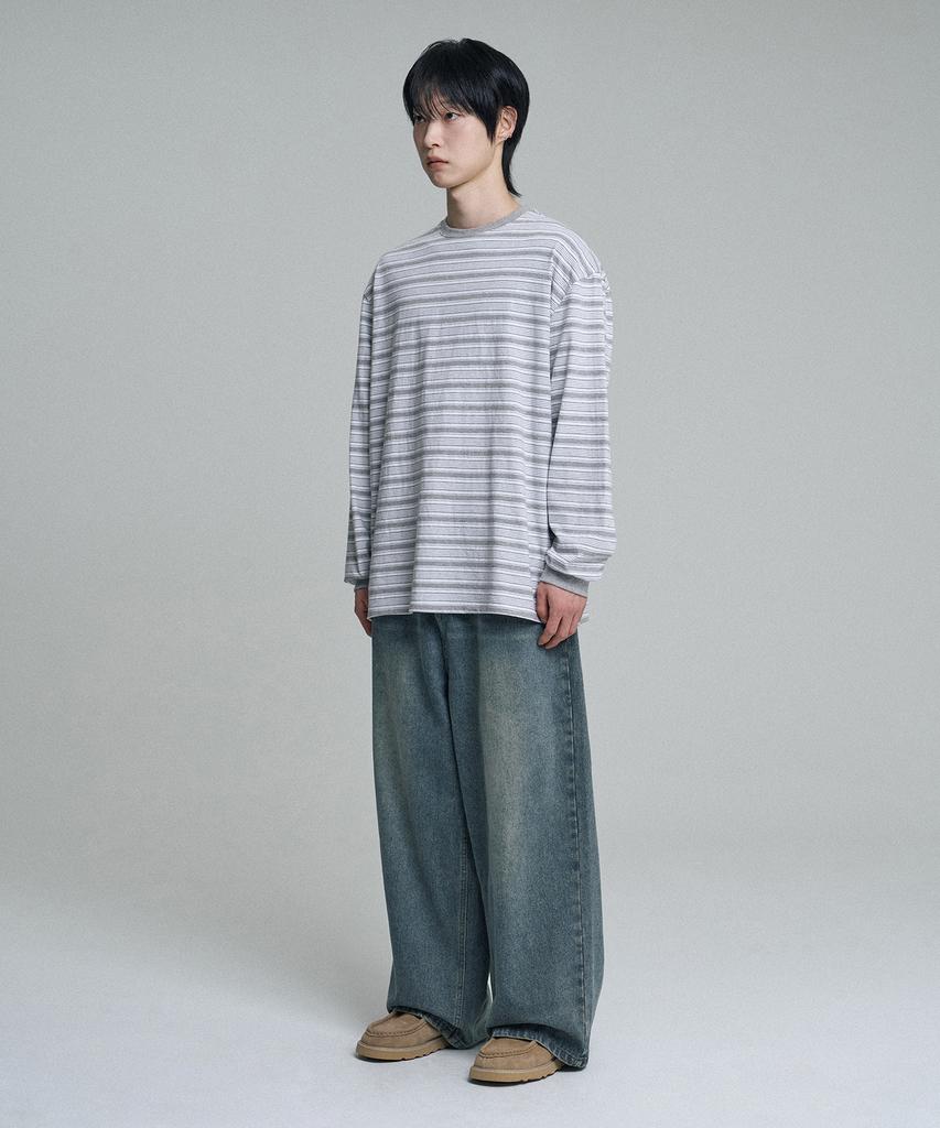 Mubeun More Wide Denim Pants Washed Blue