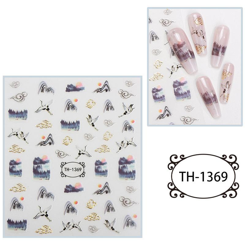 New Year Nail Art Stickers Bronzing Year of the Dragon Chinese Style Mahjong Cartoon Nail Stickers Decoration