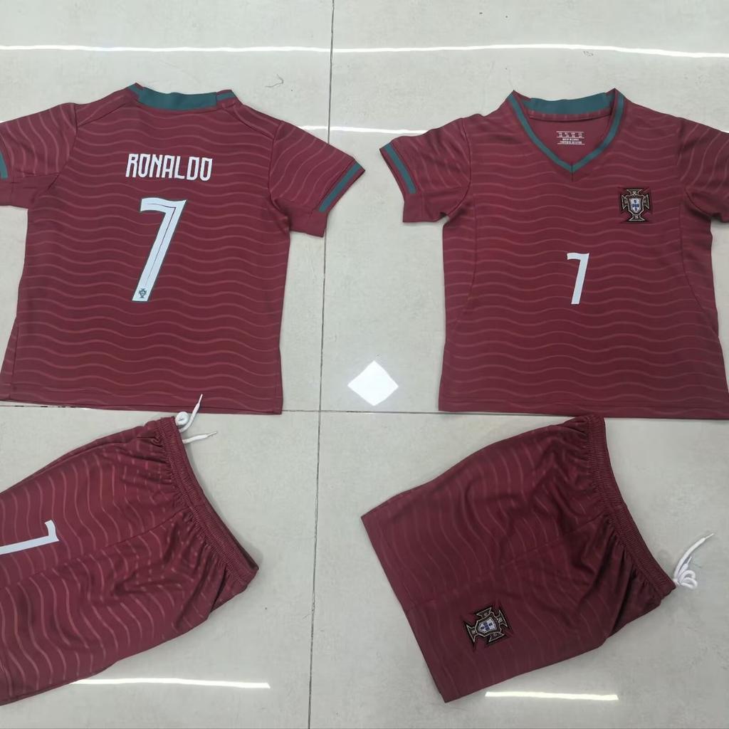 27 Portugal Home Court No. 7 (Red Pants) National Team Football Jersey Children'S Adult Set Size 14-3Xl