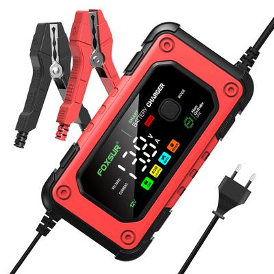 Chargeur de batterie de voiture intelligent pour batteries 12V 7A AGM GEL LiFePO4 Désulfatateur, Mainteneur de charge rapide pour moto avec réparation