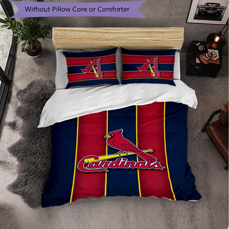 St. Louis Cardinals Pattern Microfiber 3Pcs Bedding Set Decor Duvet Cover Set For Bedroom Home Use