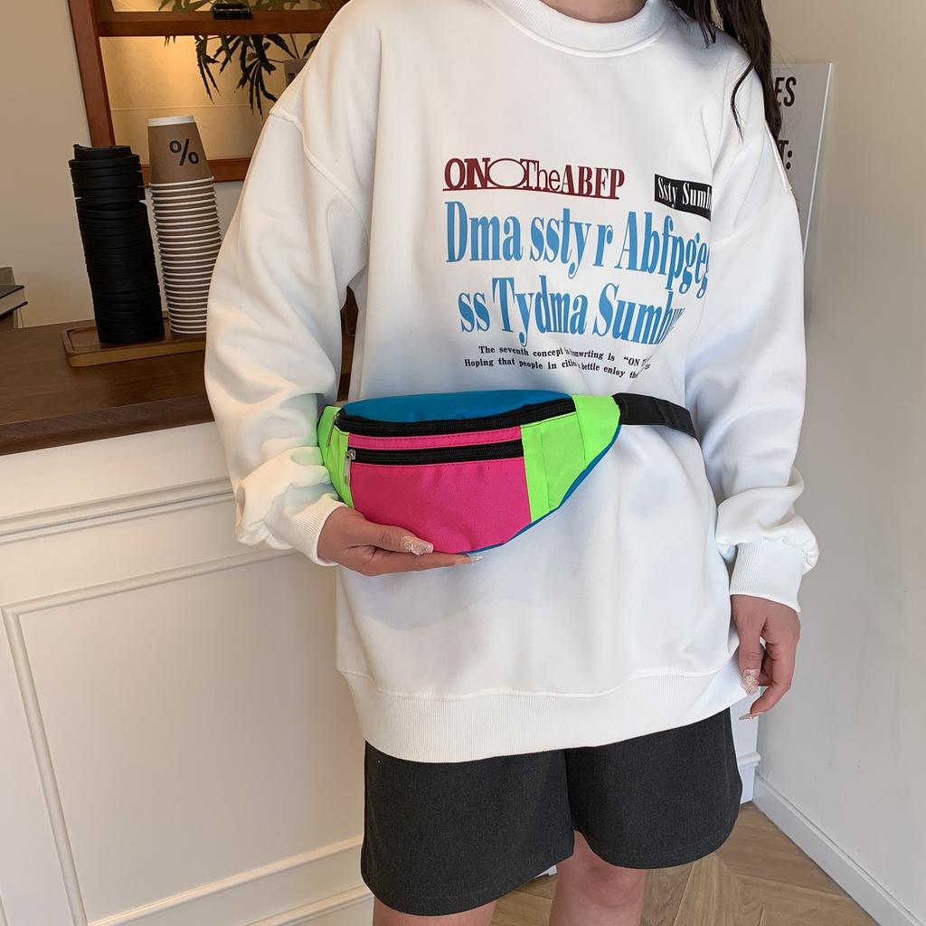 Borsa a tracolla alla moda per donna, marsupio, colore a blocchi, zaino da petto, per sport all'aperto, equitazione, marsupio Phe