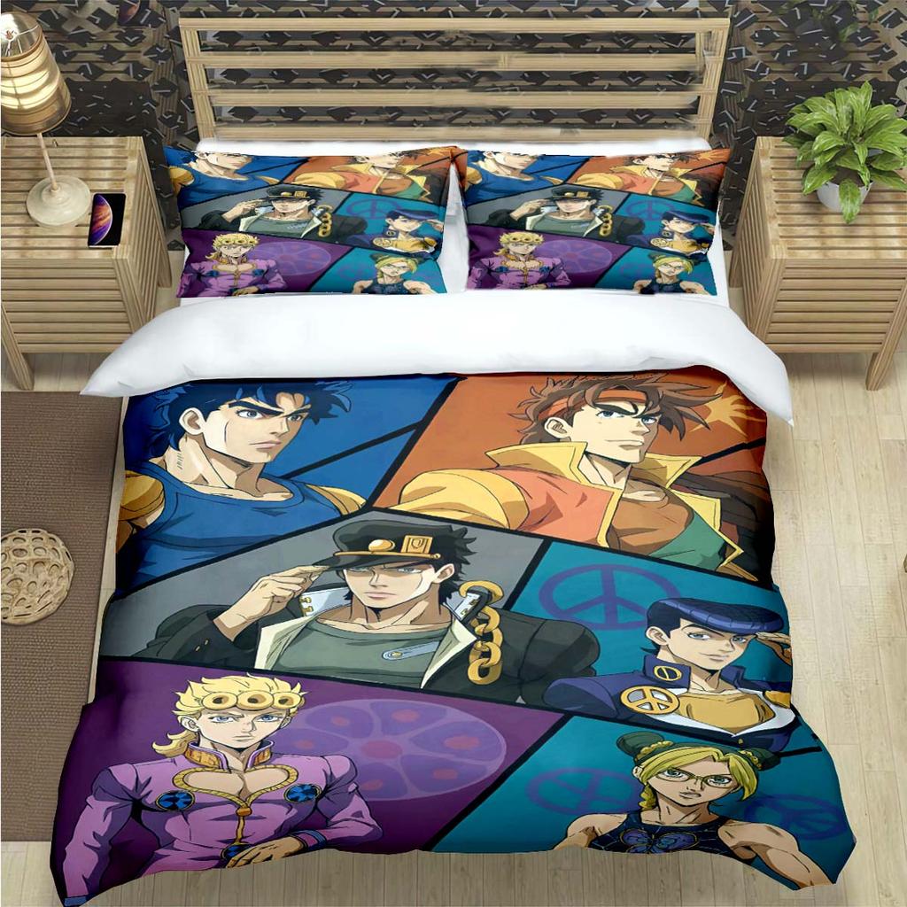 Beliebte Cartoon J-Jojo’S Bizarre Adventureprint Bettwäschesets Bettzubehörset Bettdeckenset Teenager Mädchen Einzelbett Einzelbett Kindergeschenk
