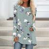 Womens Tops Round Neck Long Sleeve Blouses Casual Mid-length Shirts Fashion Print Tunic Tops