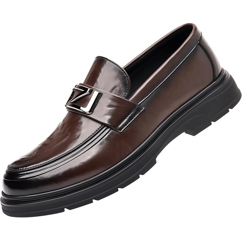 Men's shoes 2025 summer new high-end heightened British style business leather shoes men's simple one-pedal work shoes