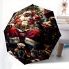 Santa Claus, Christmas Theme 8 Bone Hand Automatic Folding Umbrella, Compact and Portable Design, A Perfect Gift for Birthday, Christmas or