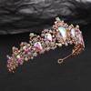 Vintage Roségold AB Farbe Kristall Braut Tiaras Krone Barock Strass Diadem Kronen Hochzeit Haarschmuck Braut Kopfschmuck