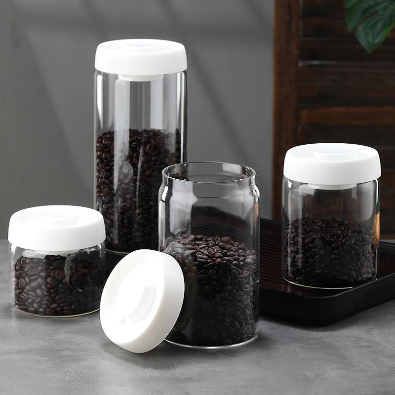 Vacuum Sealed Tank Coffee Bean Glass Sealed Jar Household Moisture-proof Air Extraction Airtight Container Coffee Storage Jar