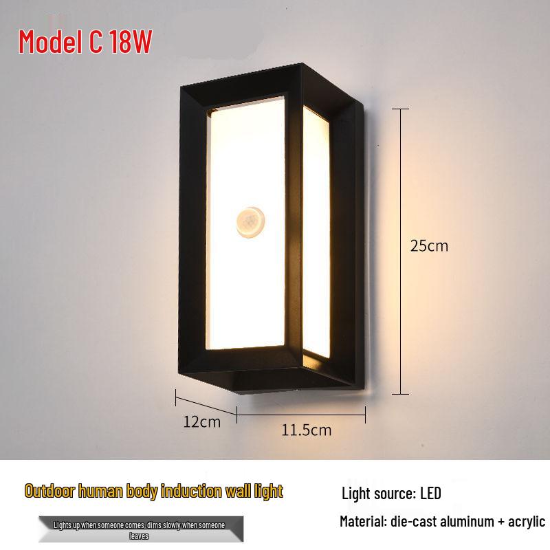 Waterproof LED Motion Sensor Outdoor Wall Light: Modern Minimalist Design for Courtyard, Balcony, and Entryway