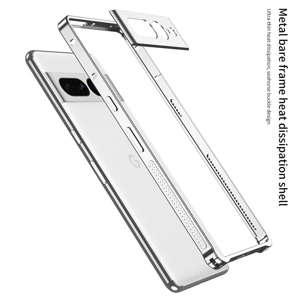 For Google Pixel 7 Pro 5G Bumper Cases Metal Frame Heat Dissipation Cover with Lens Protector