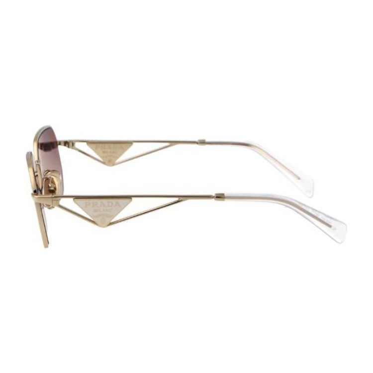 Prada Enamel Triangle Logo Irregular Sunglasses Women sunglasses Gold PRA51SZVN30C