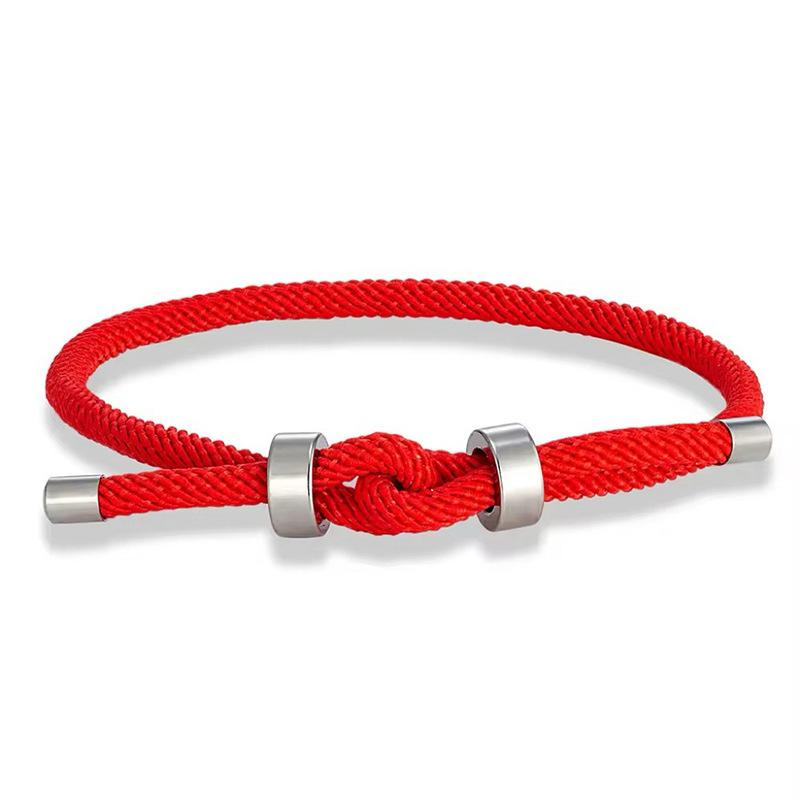 Minimalist Couple Jewelry Stainless Steel Accent Braided Friendship Nautical Milan Adjustable Cord Rope Knot Bracelet for Men