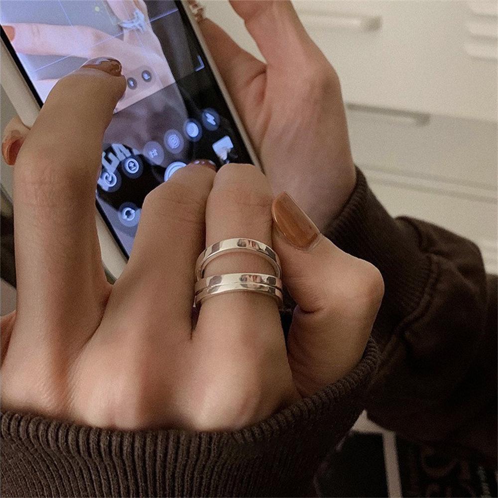 925 Sterlingsilber Damen Offener Bandring - Nicht anlaufend, Vielseitiger kleiner Fingerring, High-End Modedesign