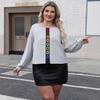 Plate-size Women's Round-neck Pullover Top, Autumn Hand-hooked Pattern Patchwork T-shirt