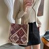 Large Capacity Commuting Bag for Women New Fashion One-shoulder Tote Bag Ethnic Style Student Handheld Class Bag Trend