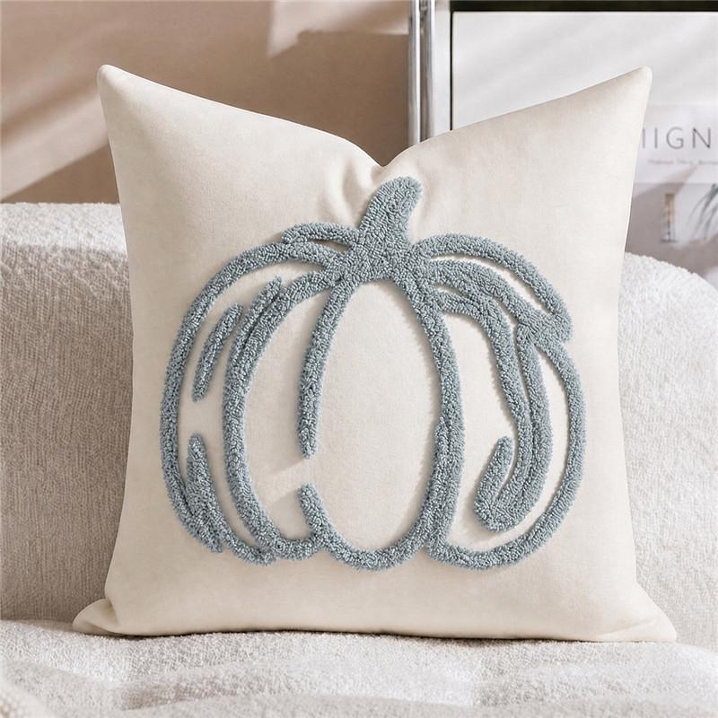 Fall Towel Embroidered Pumpkin Throw Pillowcase Cojines Thanksgiving Sofa Decorative Cushion Cover Halloween Square Pillow Cover