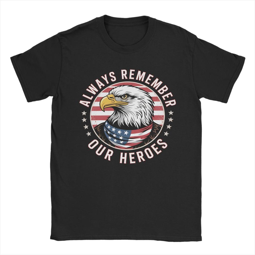 Casual Memorial Day Patriot Tshirts For Unisex Unisex Crew Neck Cotton T Shirts Forever Remember Short Sleeve Tees Graphic Tops