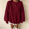 Women's Pullover Sweater, Cable Knit, Loose Fit, Round Neck, Color