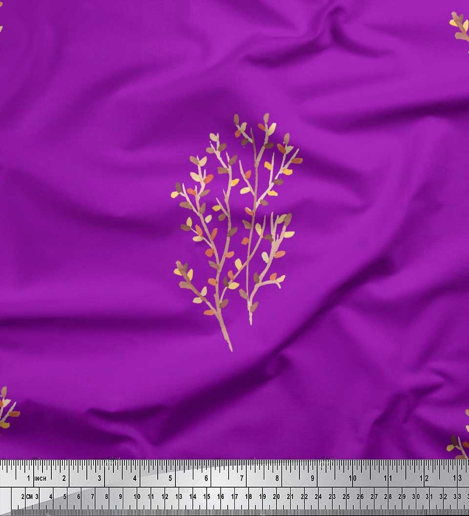 

Тканина Soimoi Red Japan Crepe Satin Artistic Leaves Тканина з принтом 1 метр 42 дюйма 42 Inch Wide - Viscose Chiffon фіолетовий