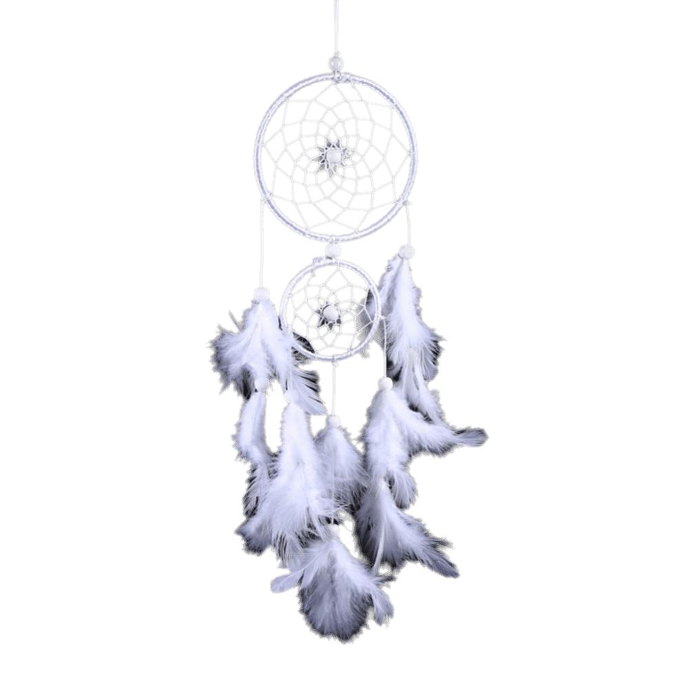 white handmade ethnic feather decor soft feather dream catcher study room hanging decor