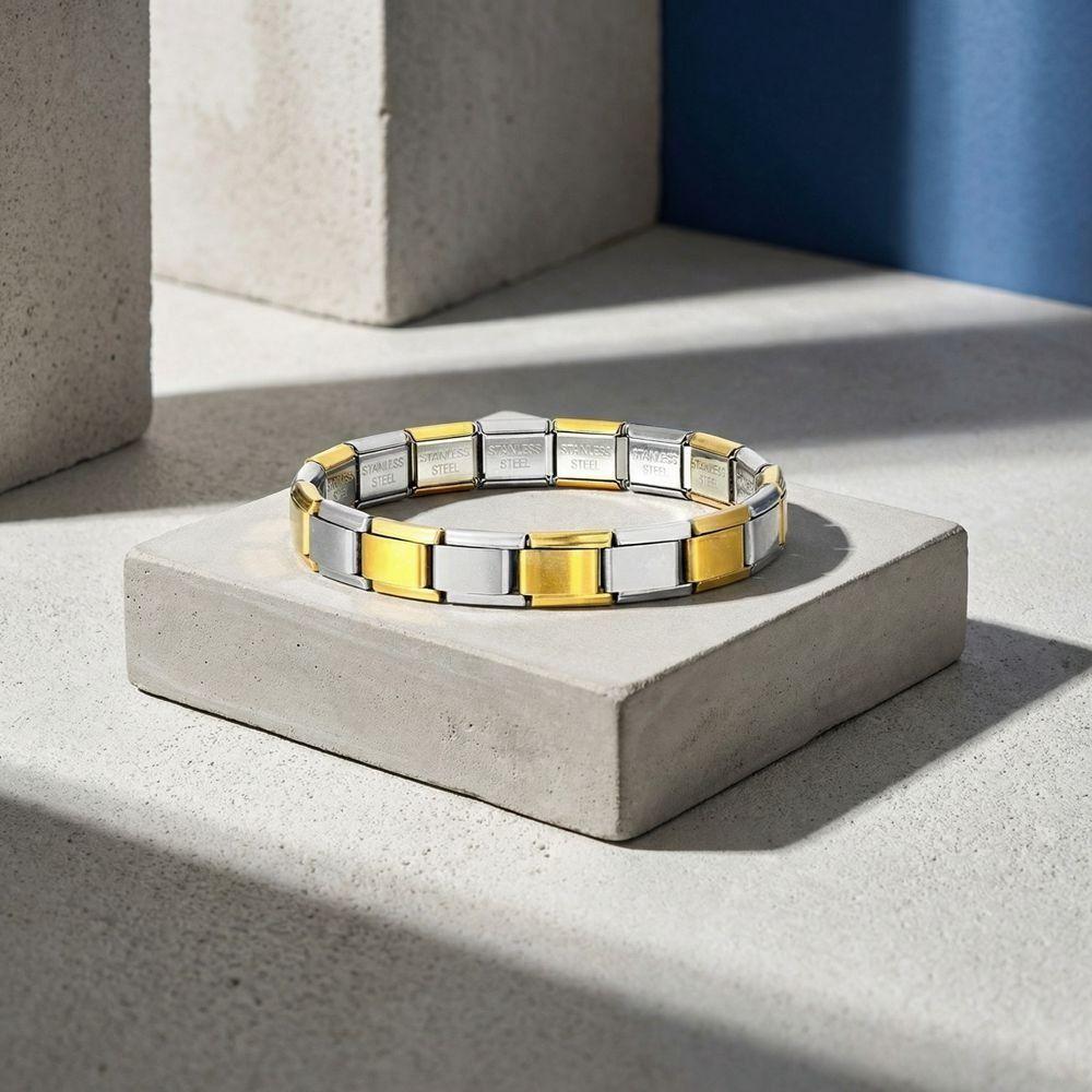Square Modular Stainless Steel Bracelet Stretchable Elastic Hand Chain Gift
