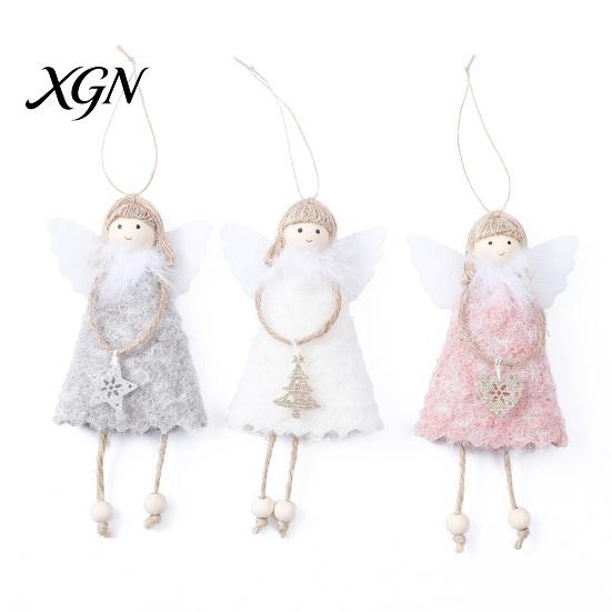 Soft Plush Home Decor Christmas Tree Angel Doll Ornament, Cute Small Handmade Pendant for Thanksgiving Day Gifts, Holiday Party Hanging