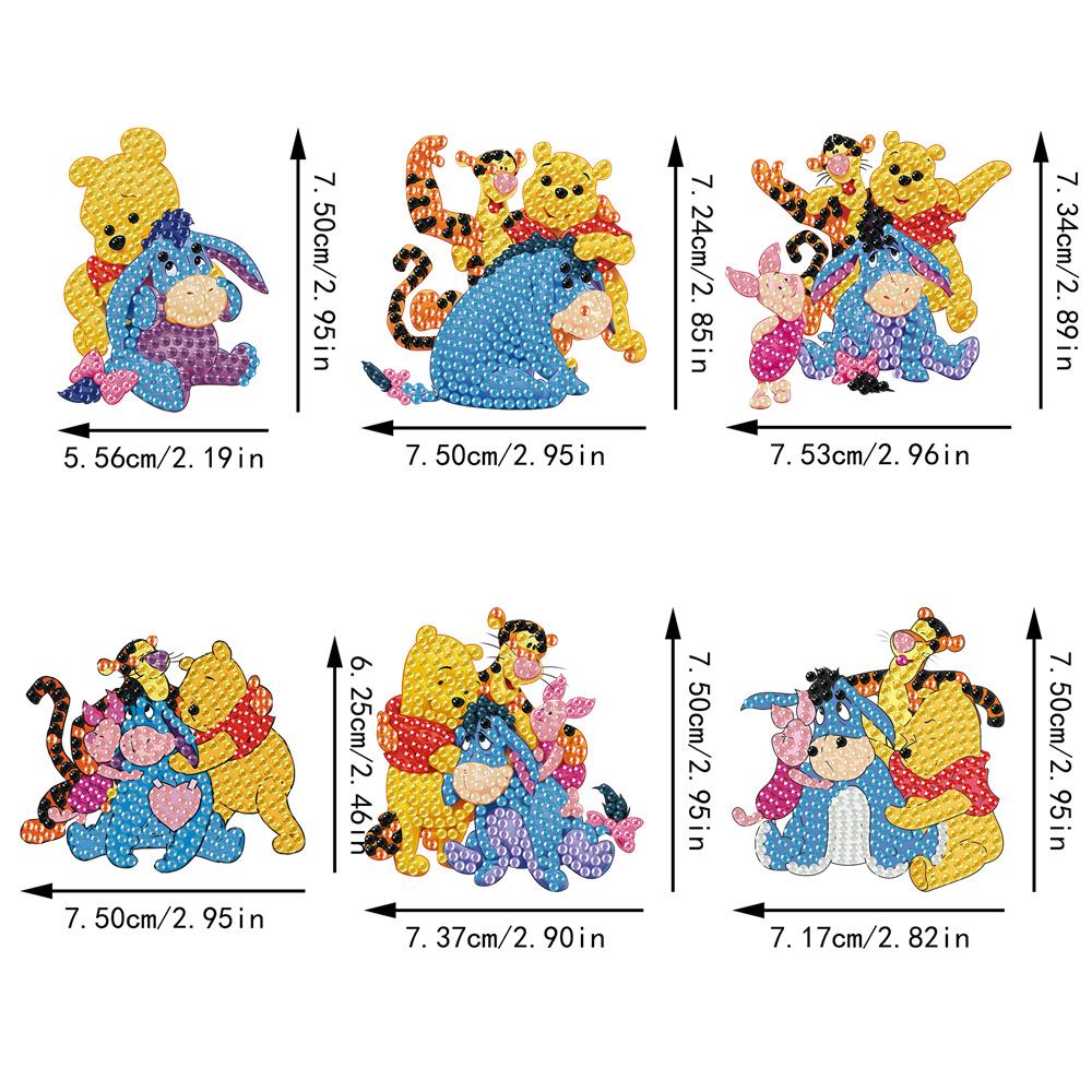 6Pcs Bear and His Friends Series Diamond Art Fridge Magnet Diamond Painting Refrigerator Magnet Diamond Painting Fridge Magnet for Adults Beginners