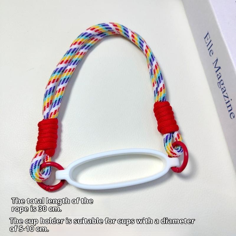 Candy Color Silicone Water Bottle Handle Strap Water Bottle Lanyard Hanging Rope Detachable Strap Bottles Cup Accessories