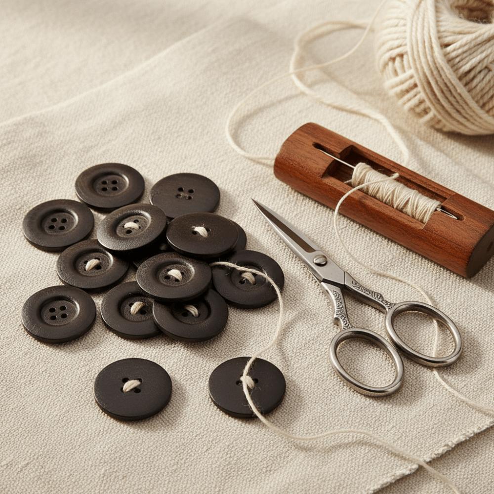 30pcs 40mm Craft Sewing Buttons 4 Holes Round Wood Buttons Vintage Style Coat Buttons  DIY Crafts