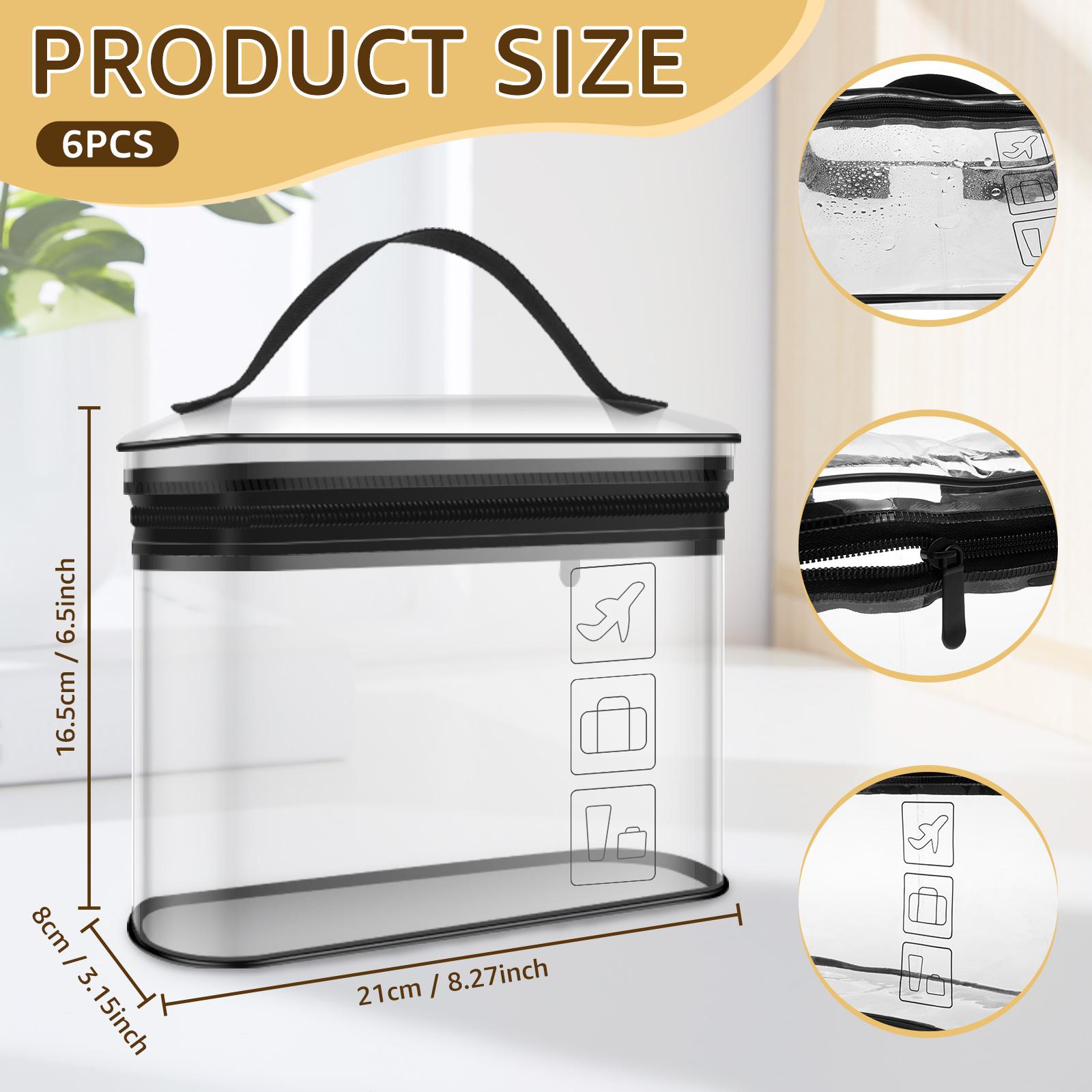 

6 Pcs Travel Toiletry Bag Transparent PVC Waterproof Makeup Bag with Zipper Portable Cosmetics Storage Bag for Men and Women