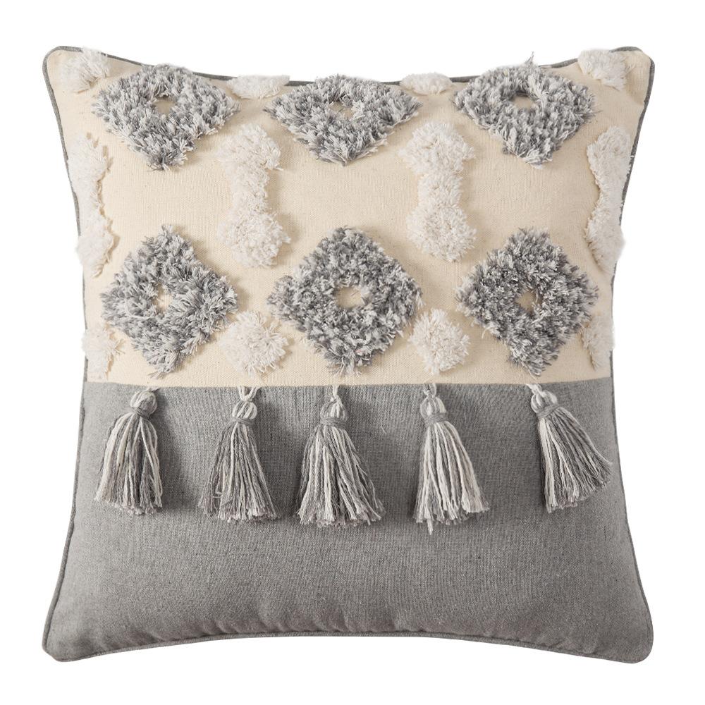 Home Decoration Ethnic Style Cushion Bedside Ins Moroccan Lace Tassel Tufted Pillow Cover