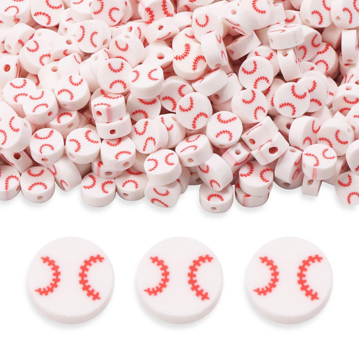 

100-Piece Polymer Clay Baseball Beads Set for DIY Jewelry: Bracelets, Necklaces & Wristbands RT131