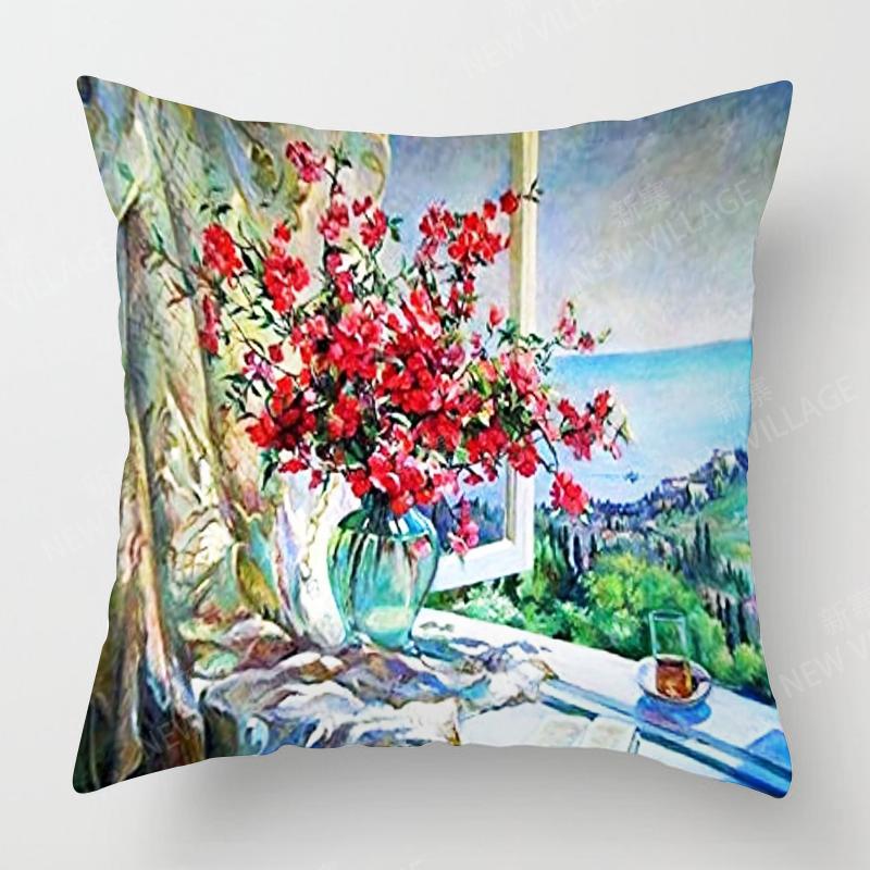 

Чехлы для подушек для украшения гостиной дома Чехол для подушки в стиле винтажной масляной живописи 45*45 наволочка 40x40см 50x50 45x45 40x40cm