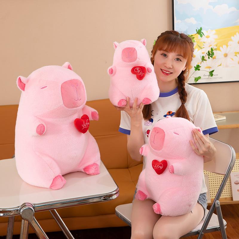 Summer Cute Stretch Love Capybara Kapibara Plush Toy Girl Heart Pink Doll Soft Cute
