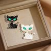 Green-eyed Cat Brooch Brooch Universal Animal Metal Badge Trendy Clothes Bag Scarf Accessories Brooches Pin