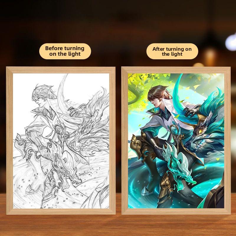 23cm/9.06in Honor Of Kings Light Painting 3D Game Peripherals Led Night Light Bedroom Table Decorate Collectible Party Supplies